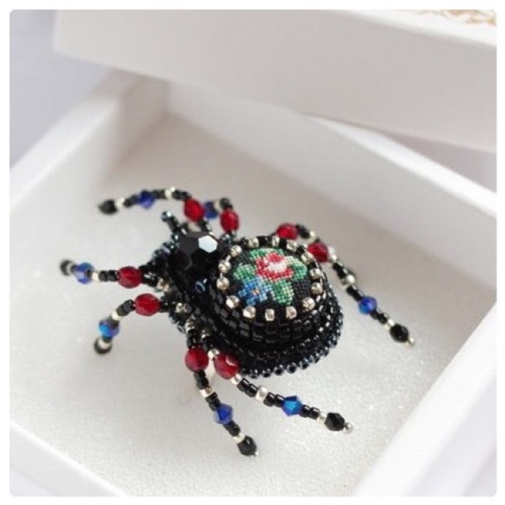 *TAKING DOWN* Handmade Cross-Stitched Spider Ring - Picture 1 of 7